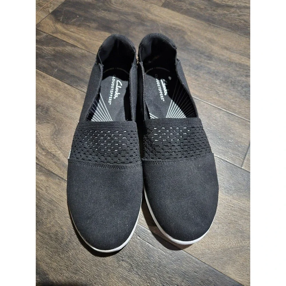 Clarks Cloudsteppers Slip Ons Breeze Vibe Black Womens Size 8M
